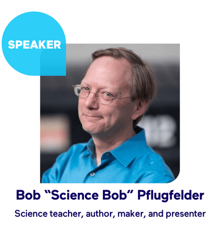 Bob 'Science Bob' Pflugfelder, science teacher and presenter, in a blue shirt.