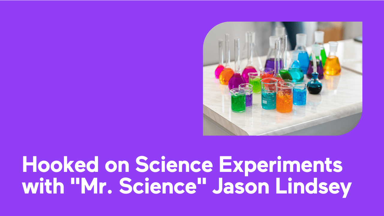 Colorful chemical beakers and flasks on a lab table