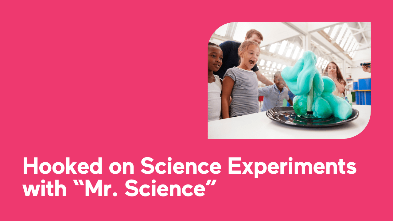 Children excitedly watching a colorful science experiment in progress.