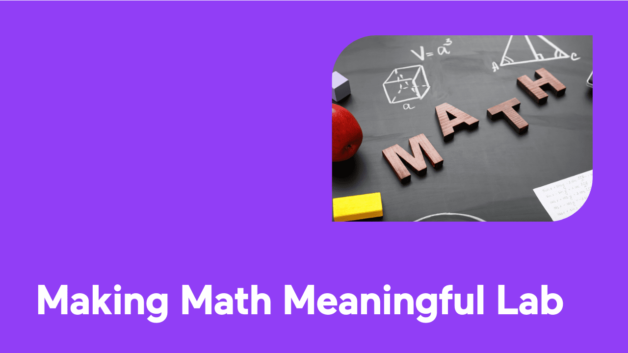 Chalkboard with math equations, letters, and geometric shapes.