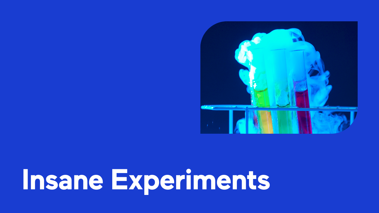 Colorful chemical reaction with test tubes and smoke.