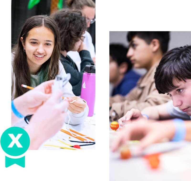 Composite photo showing students focused on hands-on activities.