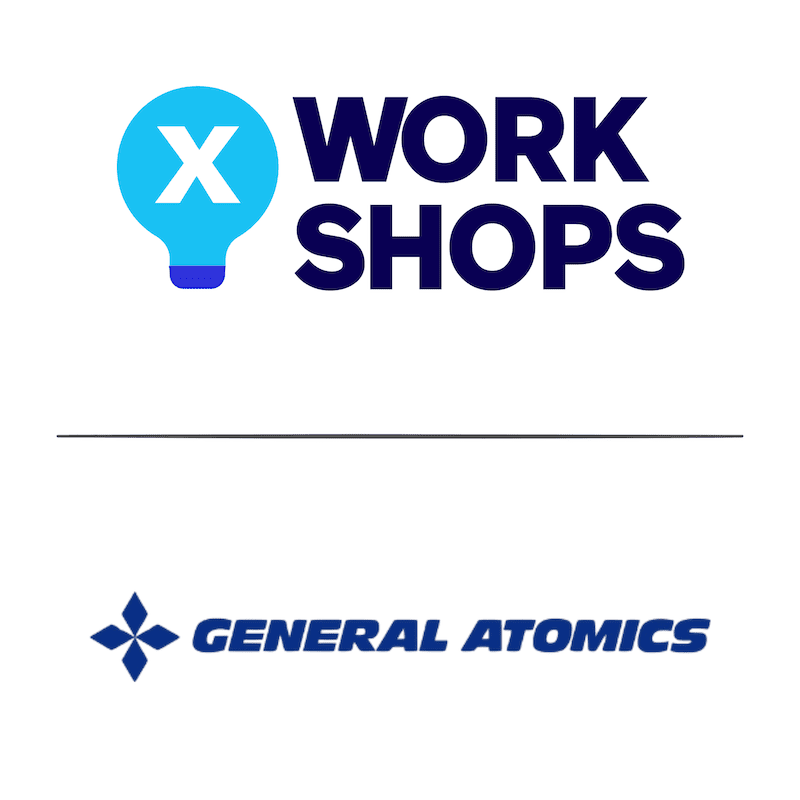 Logos of X Workshops and General Atomics side by side.