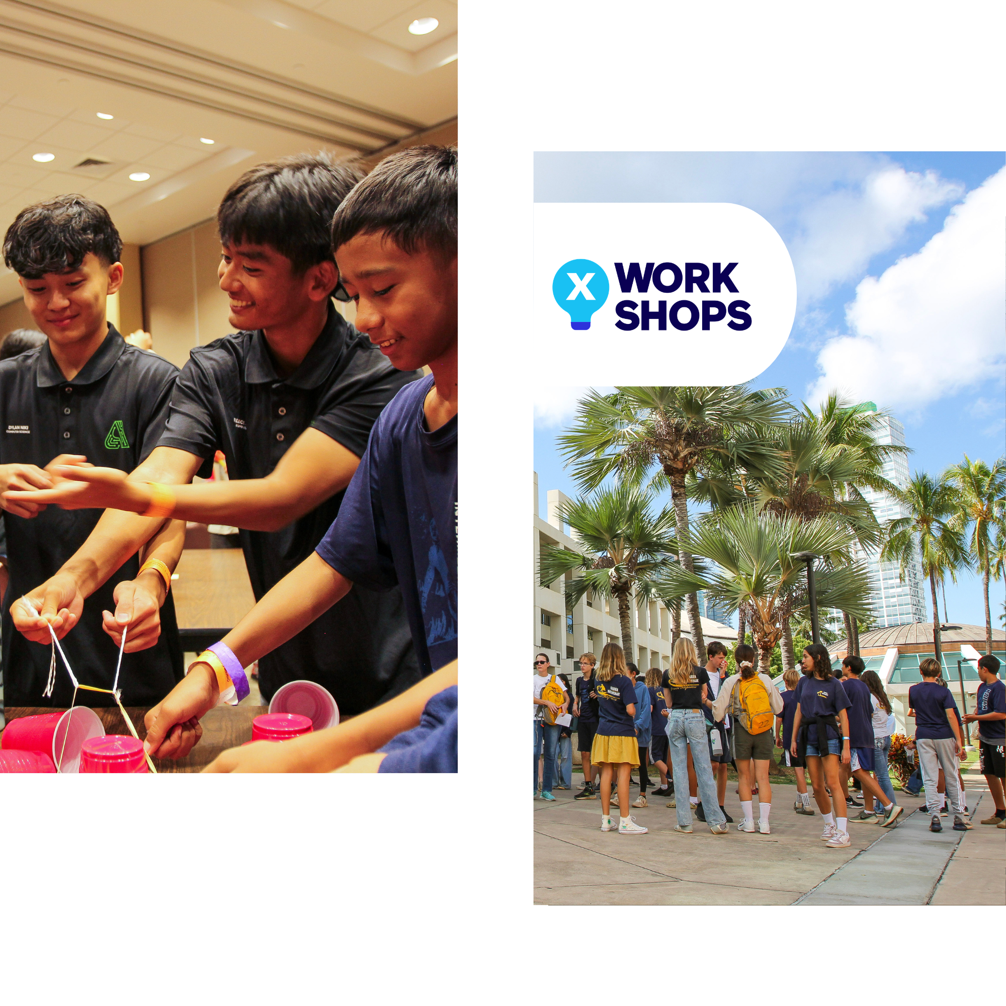 People participating in workshops in Hawaii.