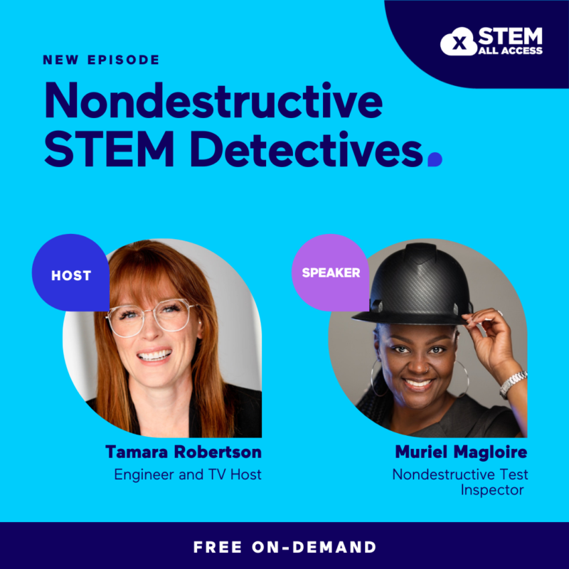 Podcast episode promotion featuring host and speaker portraits.
