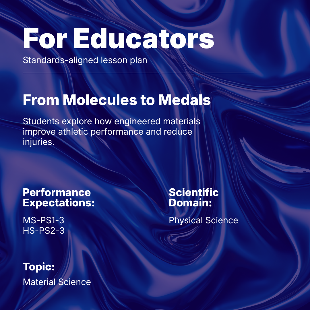 Lesson plan cover for educators on material science and athletic performance.